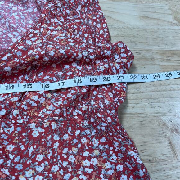 Rails NWT Anika Mini Dress Red Ditsy Floral Size 2X Lightweight Pullover V-Neck - Picture 6 of 13
